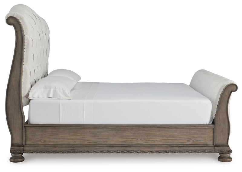 Ardenfield Upholstered Sleigh Bed, Dresser, Mirror, Chest & Nightstand, Bedroom Set