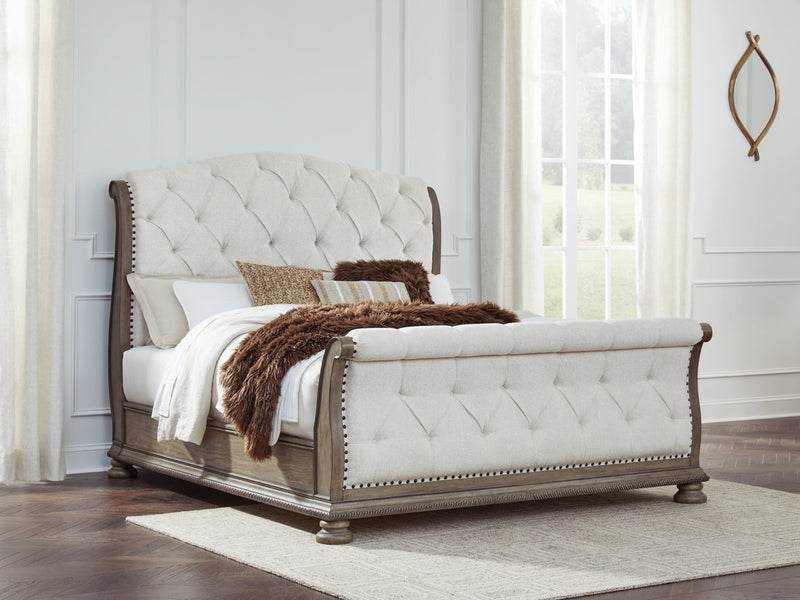 Ardenfield Upholstered Sleigh Bed, Dresser, Mirror, Chest & Nightstand, Bedroom Set