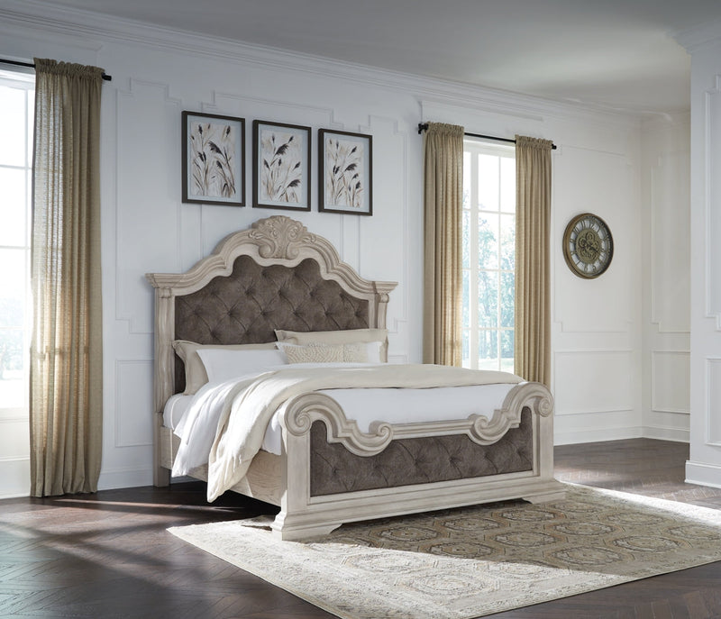 Bruchandi Upholstered Panel Bed, Dresser, Mirror & Nightstand, Bedroom Set