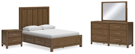Cabalynn Bedroom Sets Queen Panel Bed with Storage Mirrored Dresser and Nightstand