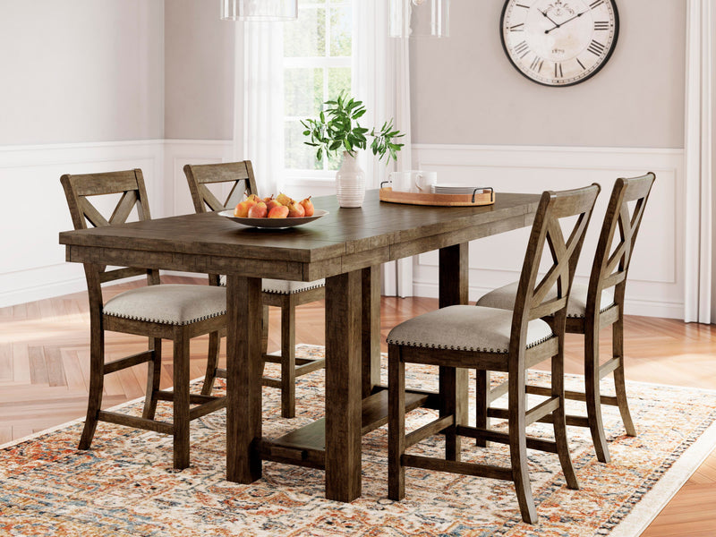Moriville Dining Sets Counter Height Dining Table and 4 Barstools