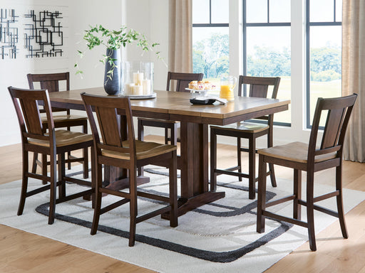 Rylandeen Dining Sets Counter Height Dining Table and 6 Barstools