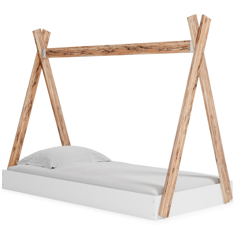 Piperton Bed Twin Tent Complete Bed in Box Two-tone Brown White