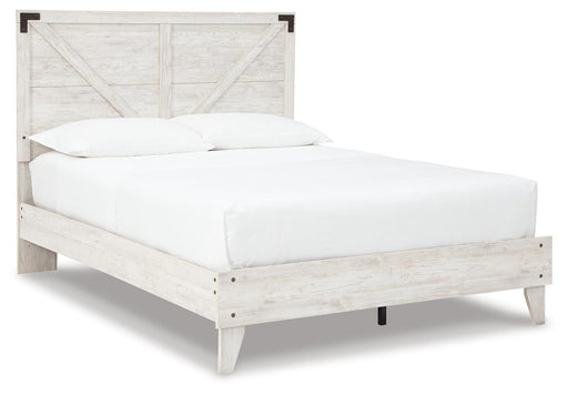 Shawburn Beds Queen Crossbuck Panel Platform Bed White Dark Charcoal Gray