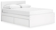 Onita Platform Bed Queen Panel Platform Bed with 2 Side Storage White