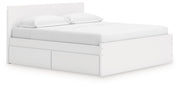 Onita Platform Bed King Panel Platform Bed with Storage White