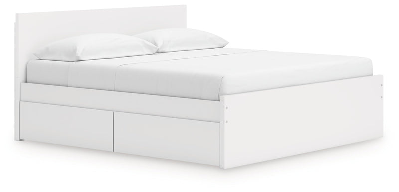 Onita Platform Bed King Panel Platform Bed with Storage White