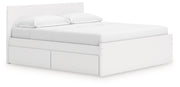 Onita Platform Bed King Panel Platform Bed with 2 Side Storage White