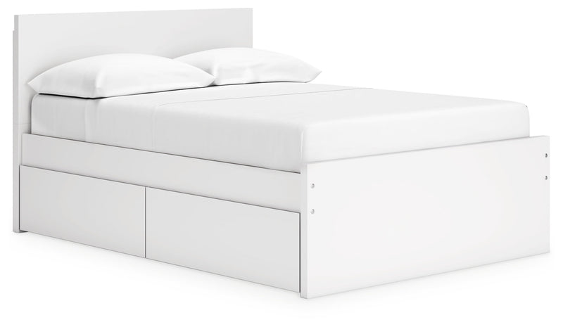 Onita Platform Bed Full Panel Platform Bed with 2 Side Storage White