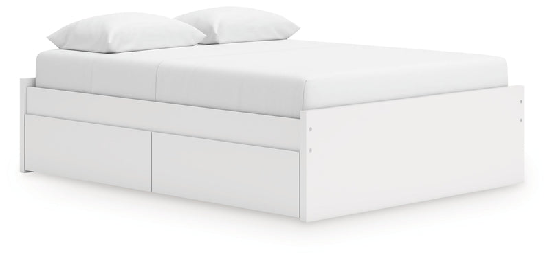 Onita Platform Bed Queen Platform Bed with 1 Side Storage White