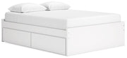 Onita Platform Bed Queen Platform Bed with 2 Side Storage White