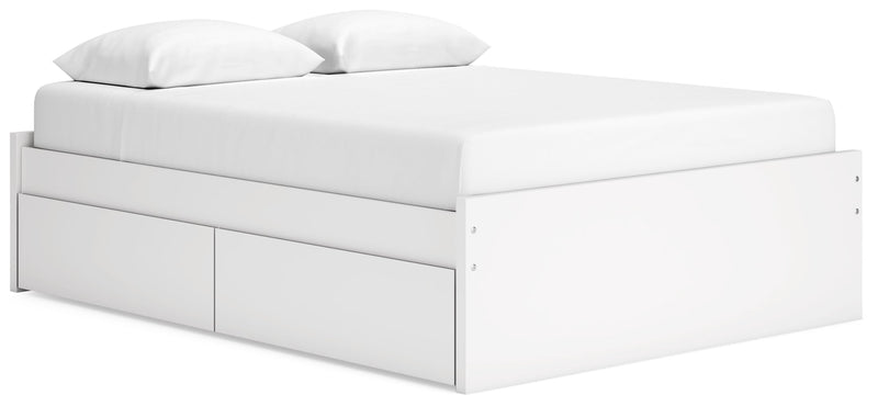 Onita Platform Bed Queen Platform Bed with 2 Side Storage White