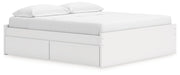 Onita Platform Bed King Platform Bed with 2 Side Storage White