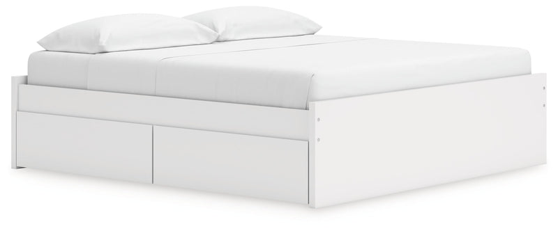 Onita Platform Bed King Platform Bed with 2 Side Storage White