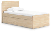 Onita Platform Bed Twin Panel Platform Bed with 1 Side Storage Natural
