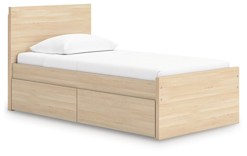 Onita Platform Bed Twin Panel Platform Bed with 1 Side Storage Natural