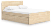 Onita Platform Bed Queen Panel Platform Bed with 1 Side Storage Natural