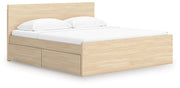 Onita Platform Bed Queen Panel Platform Bed with 2 Side Storage Natural