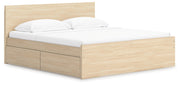Onita Platform Bed King Panel Platform Bed with 1 Side Storage Natural