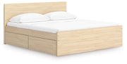 Onita Platform Bed King Panel Platform Bed with 2 Side Storage Natural