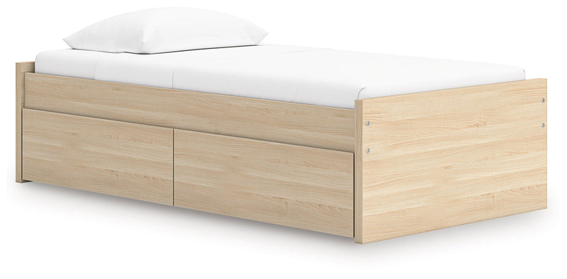Onita Platform Bed Twin Platform Bed with 1 Side Storage Natural