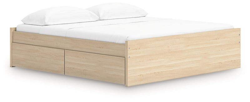 Onita Platform Bed King Platform Bed with 1 Side Storage Natural