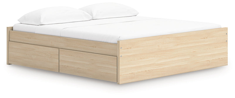 Onita Platform Bed King Platform Bed with 2 Side Storage Natural