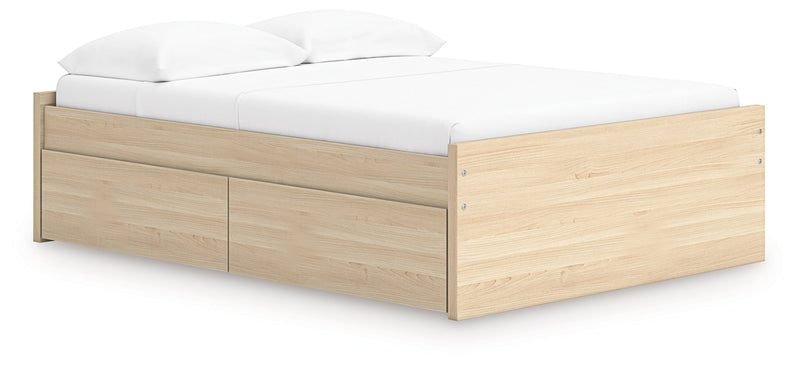 Onita Platform Bed Full Platform Bed with 1 Side Storage Natural
