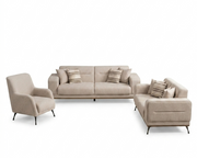 Basel Living Room Set Sofa Loveseat Armchair Light Beige Set set (soft 03)