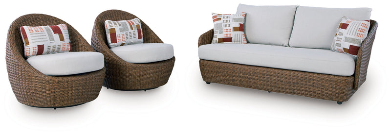Cardiff Beach Love/ Swivel Chairs Set (3/CN)