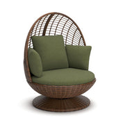 Horizon Hall Outdoor Outdoor Swivel Egg Chair with Cushion Brown Green
