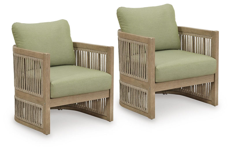 Vision Outdoor Lane Lounge Chair w Cushion (2 CN) Beige Green