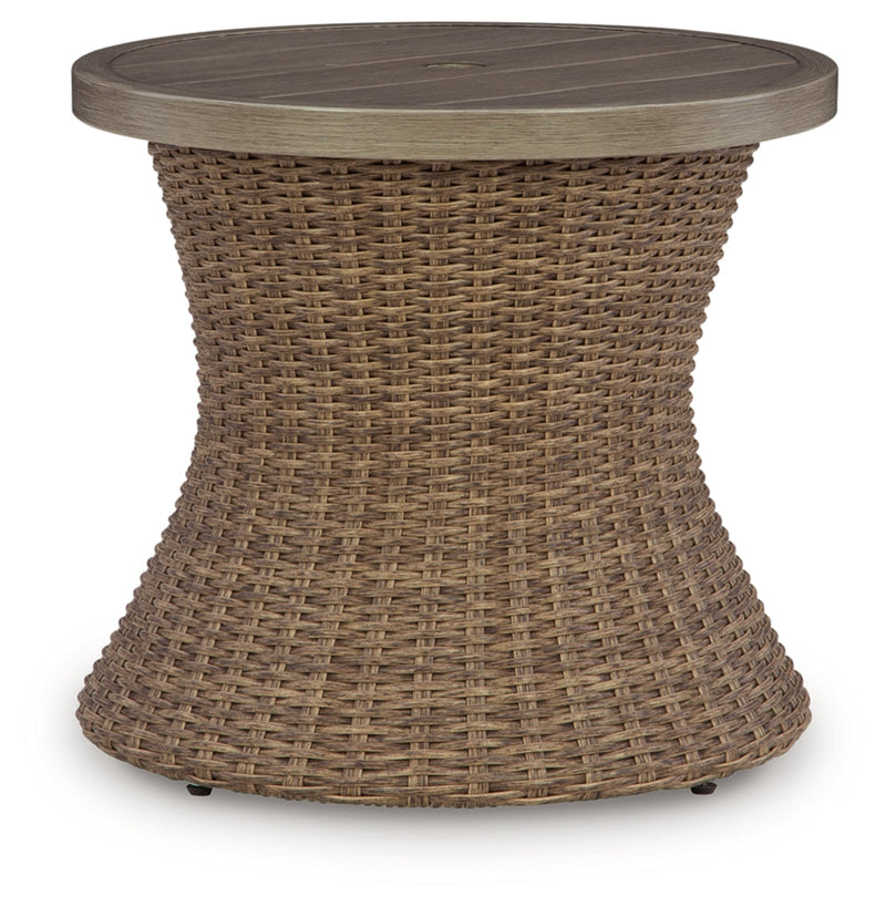 Revare Beach Table Round End Table with Umbrella Option