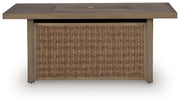 Revare Beach Rectangular Fire Pit Table