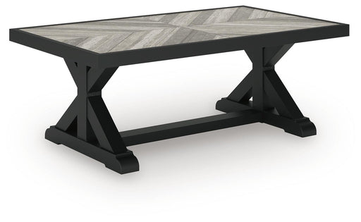 Beachcroft Outdoor Rectangular Cocktail Table Black Light Gray