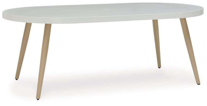 Seton Creek Oval Dining Table with Umbrella Option