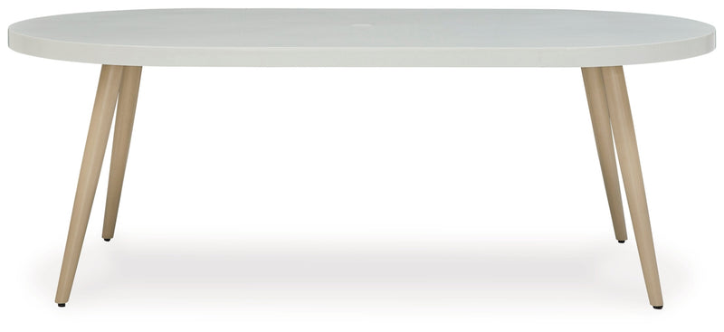 Seton Creek Oval Dining Table with Umbrella Option