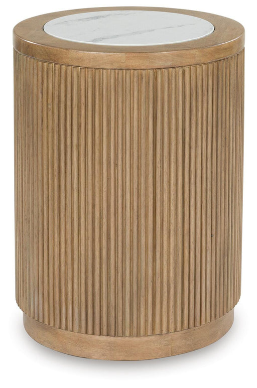 Camdill End and Side Tables Round End Table Light Brown White