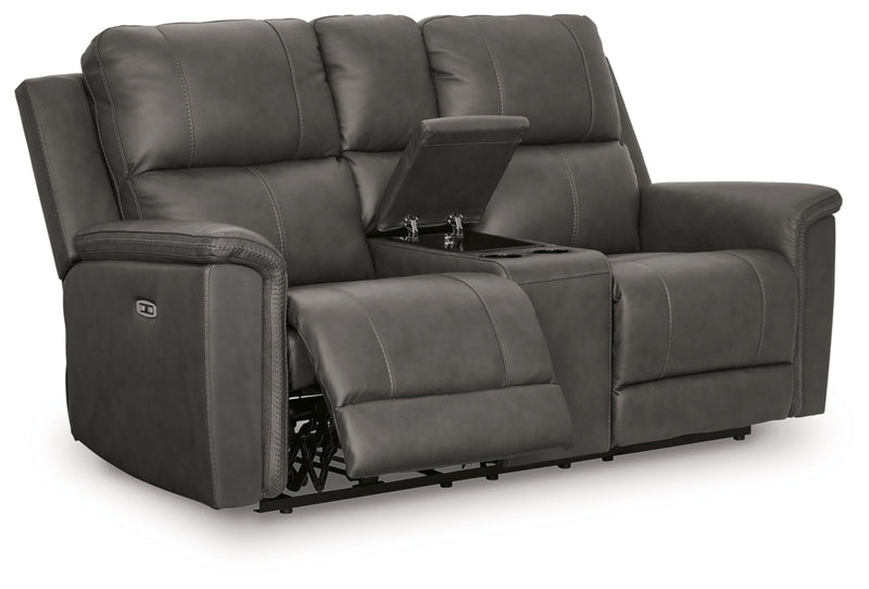 Beryton Power Reclining Loveseat/Console/Adjustable Headrest
