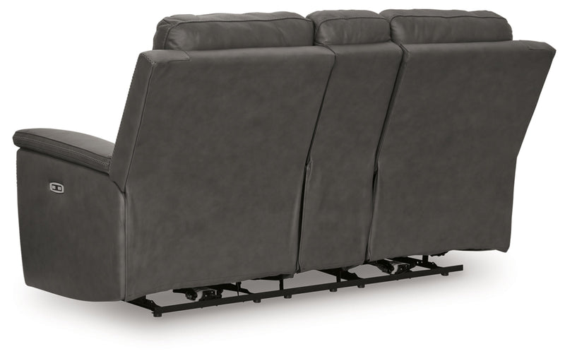 Beryton Power Reclining Loveseat/Console/Adjustable Headrest