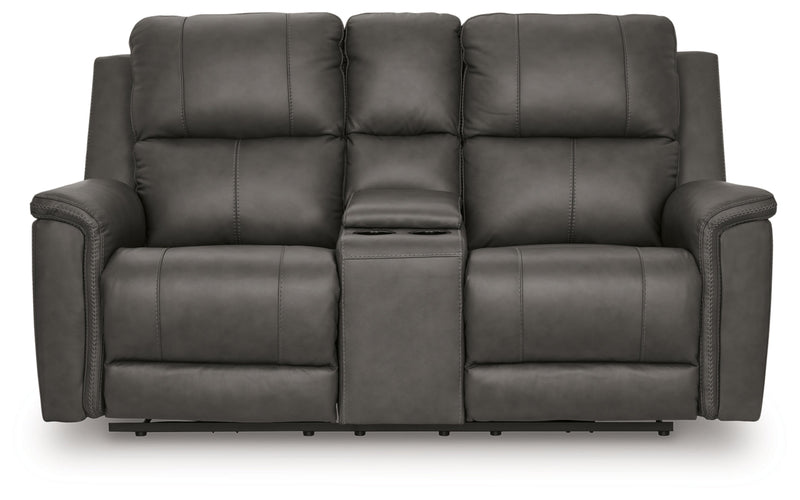 Beryton Power Reclining Loveseat/Console/Adjustable Headrest