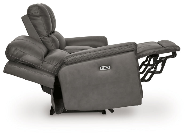 Beryton Power Reclining Loveseat/Console/Adjustable Headrest