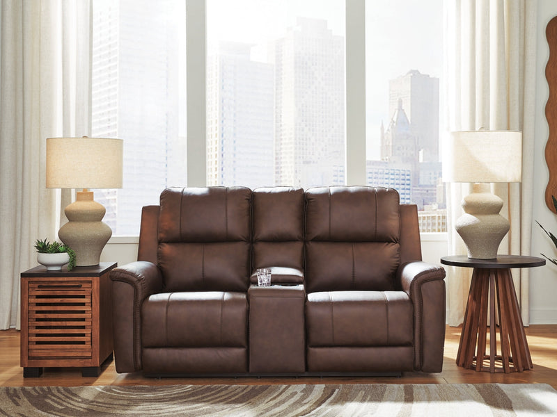 Beryton Power Reclining Loveseat/Console/Adjustable Headrest