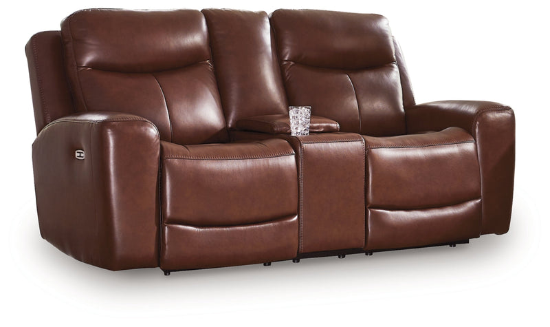Momentum Moves Power Reclining Loveseat/Console/Adjustable Headrest Mahogany