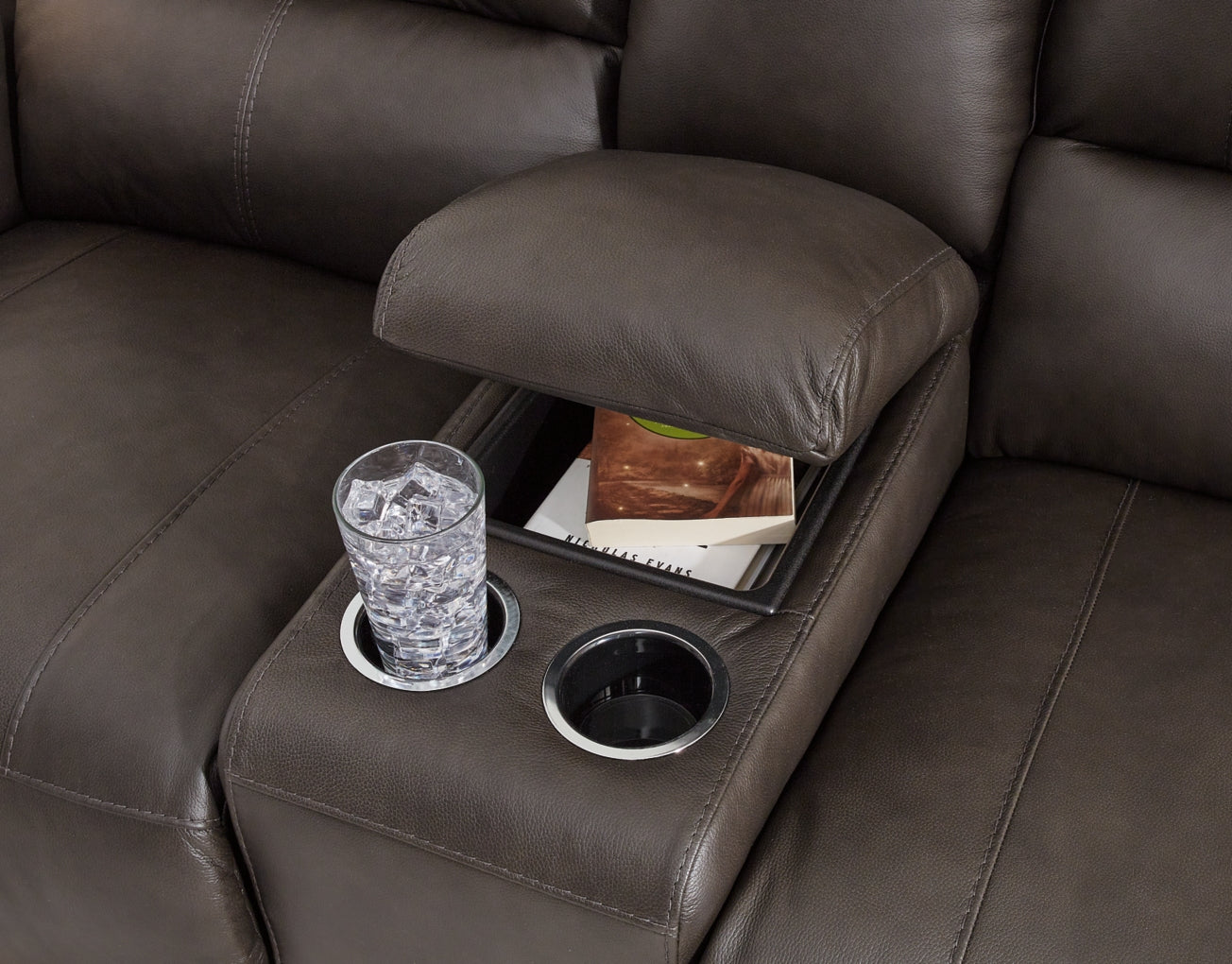 Boxmere DBL Reclining Power Loveseat w/Console by Ashley Furniture
