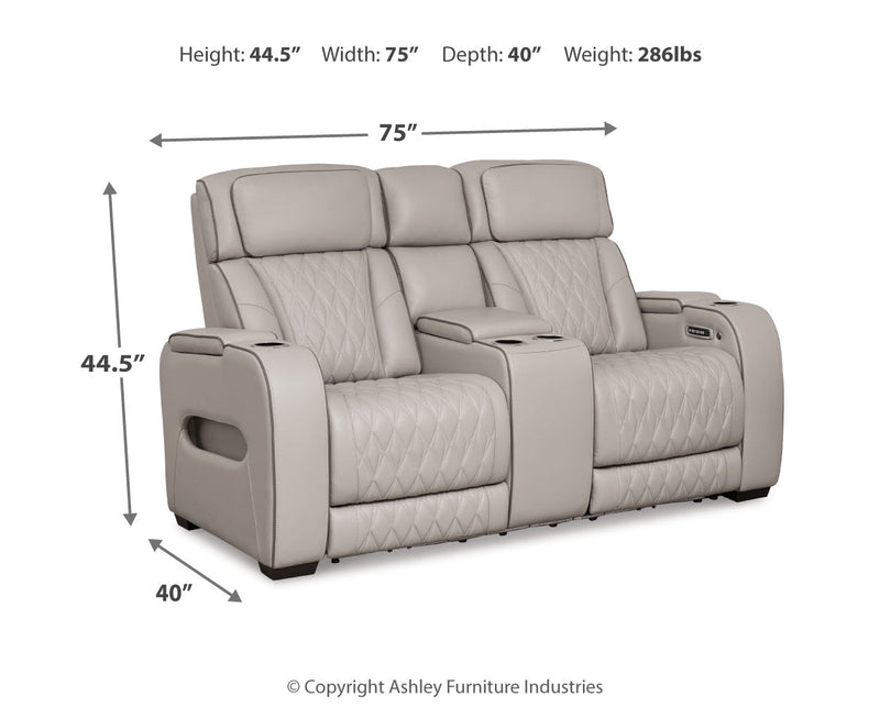 Boyington Power Reclining Loveseat/Console/Adjustable Headrest
