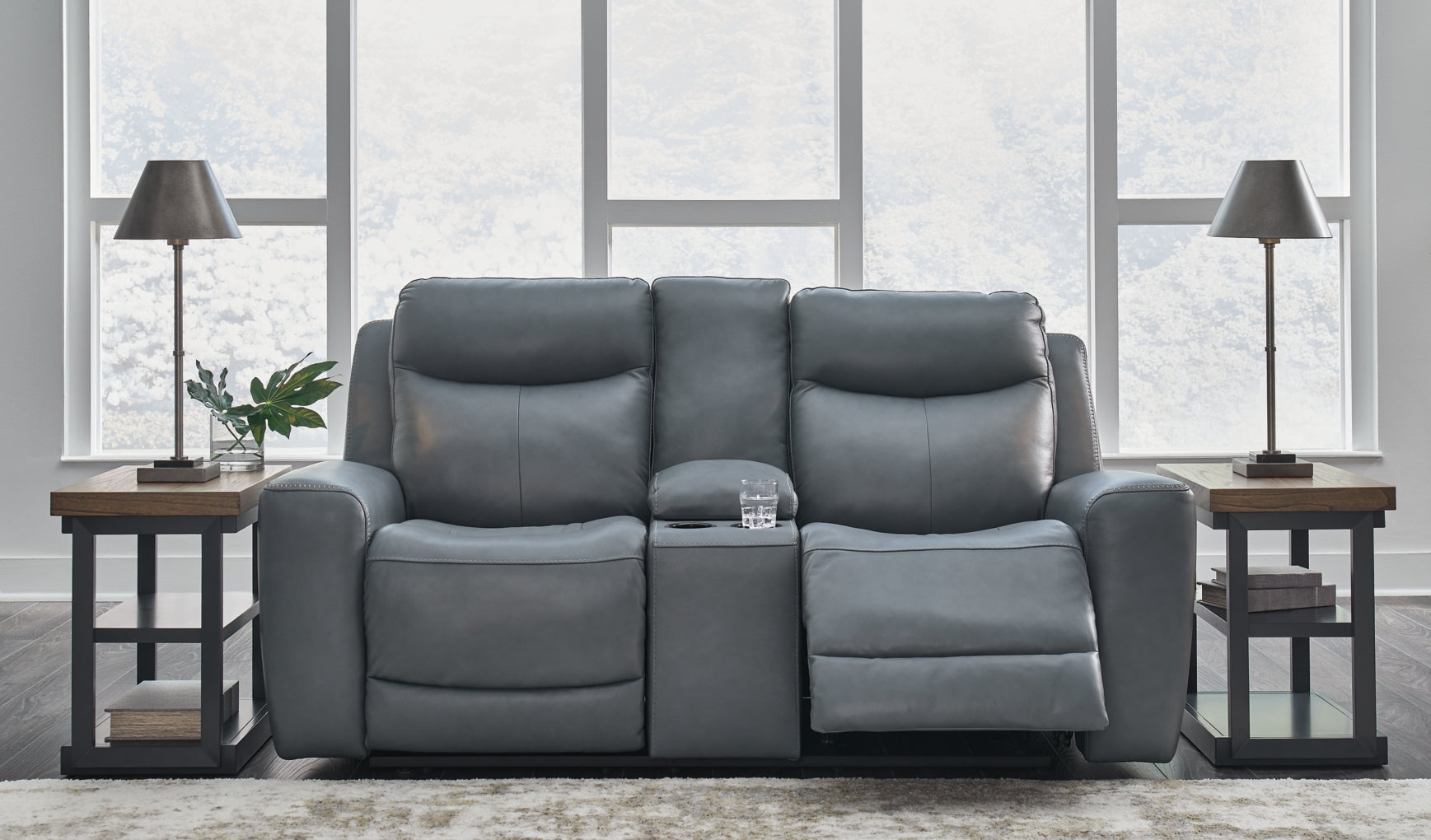 Mindanao Power Reclining Loveseat/Console/Adjustable Headrest by Ashley Furniture