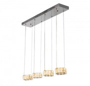 A CHROME FRAME ISLAND LED LIGHT WITH CLEAR CRYSTAL PENDANTS - Berre Furniture