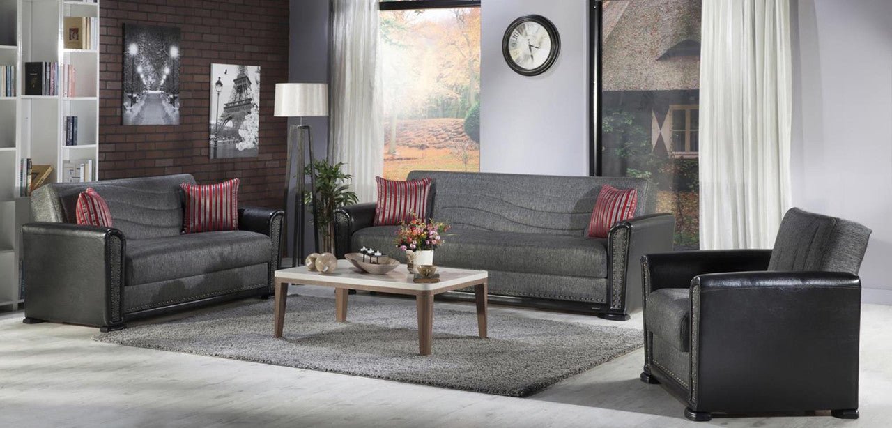 Alfa Living Room Set Sofa Loveseat Armchair by Bellona REDEYEF FUME
