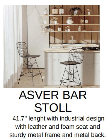 Asver Bar Stool - Set of 2 - Berre Furniture